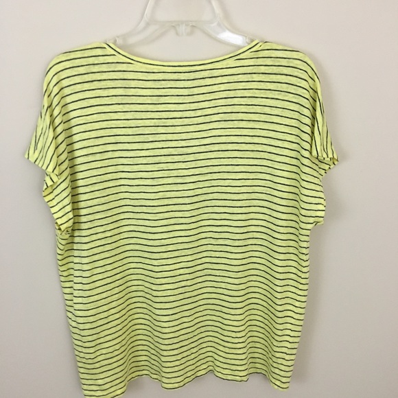 Joie Tee Shirt Womens M Short Sleeves Yellow Blue Stripes 100% Linen Sco… - Picture 2 of 6